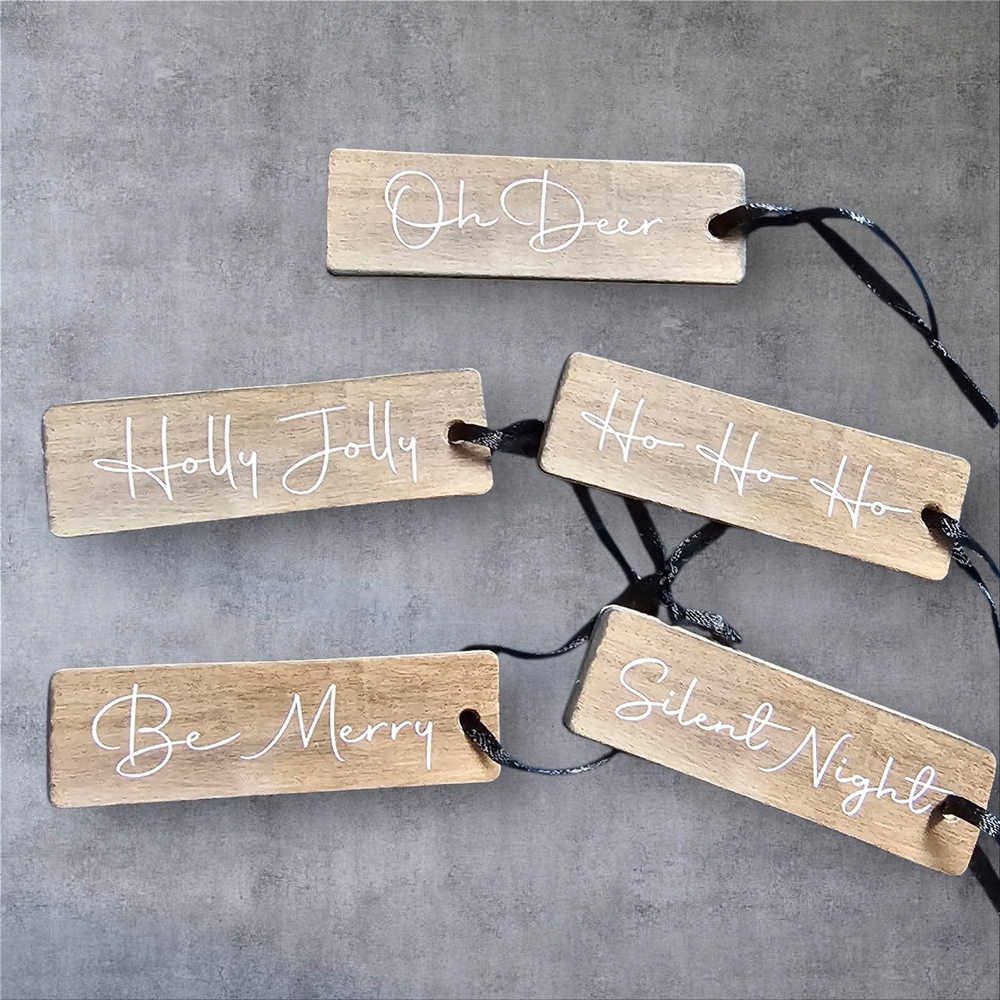 Rustic Holiday Wooden Ornament Set